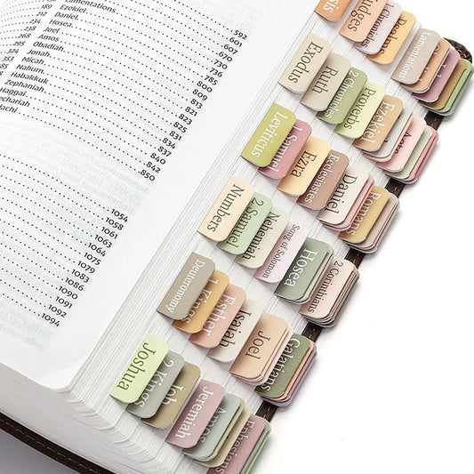 Bible Tabs Set of 75 - Minimal Morandi Design - Laminated Tabs for Women and Men - Ideal for Study Bible & Indexing