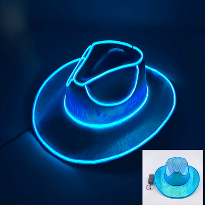 New Pearlescent Cowboy Hat - Glowing Cowgirl Cap for Dance Costumes, Neon Nightclub Decor