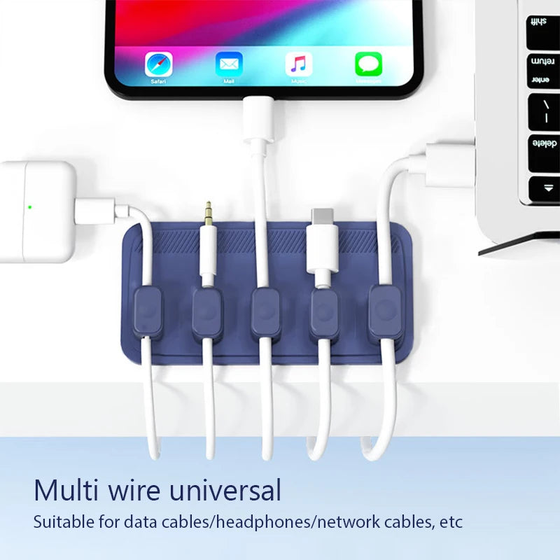 6 in 1 Magnetic Mouse Cable Organizer – Desktop Cable Clip Protector, Cord Winder, USB Charging Line Holder with Magnet