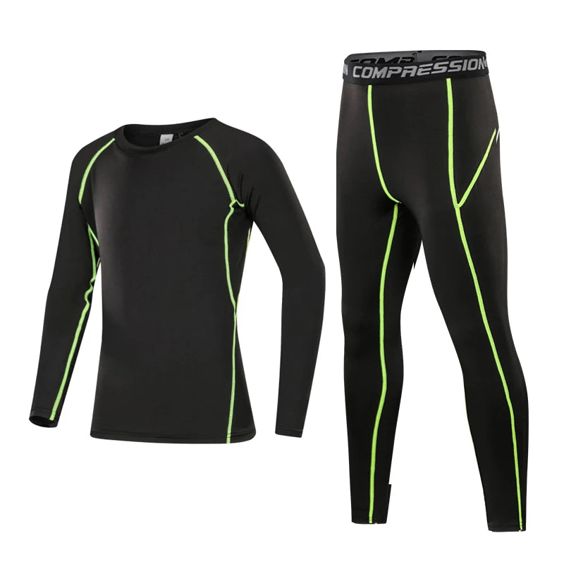 Kids Fitness Tracksuit - Youth Warm Pants and Tops, Compression Sports Clothes for Boys, Running and Basketball Sportswear