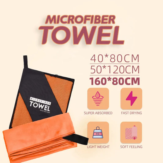 Quick Dry Microfiber Sports Towel | Travel & Beach Towel for Running, Swimming, Gym, Yoga, Golf