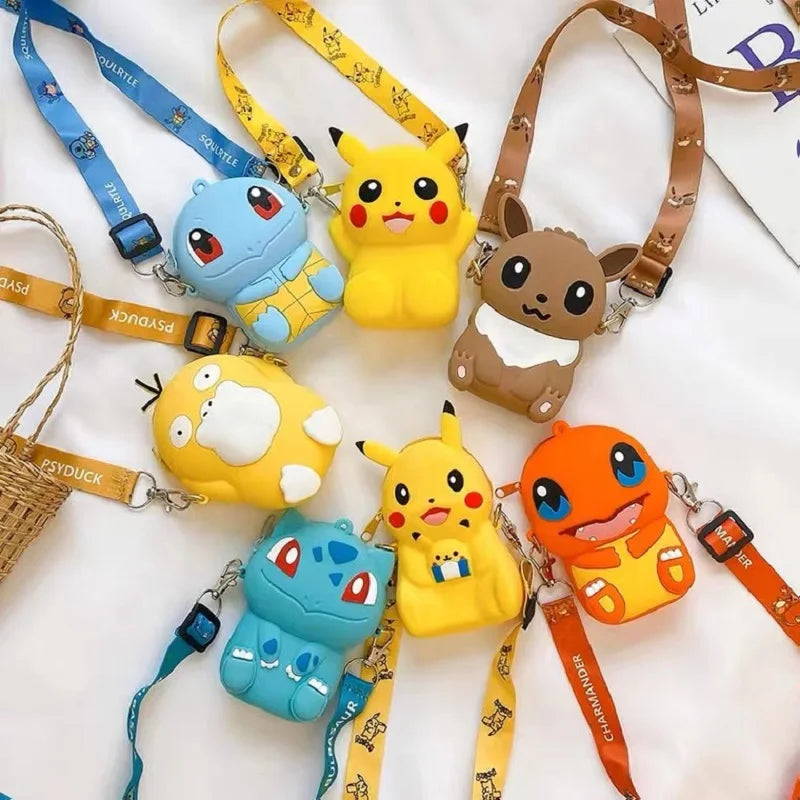 Anime Pokémon Pikachu Fashion Bag | Lovely Silicone Purse & Small Storage | Messenger Bag for Kids | Cartoon Figures Model Toy Gift