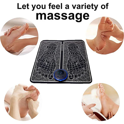 Electric EMS Foot Massager Pad - Foldable Massage Mat for Muscle Stimulation, Pain Relief, and Relaxation