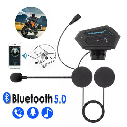 Motorcycle BT Helmet Headset: Wireless Hands-free Call Kit with Stereo Music Player Speaker - Anti-interference & Waterproof