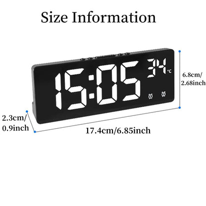 Voice Control Digital Alarm Clock - Temperature Display, Dual Alarm, Snooze - Desktop Table Clock with Night Mode - 12/24H LED Watch