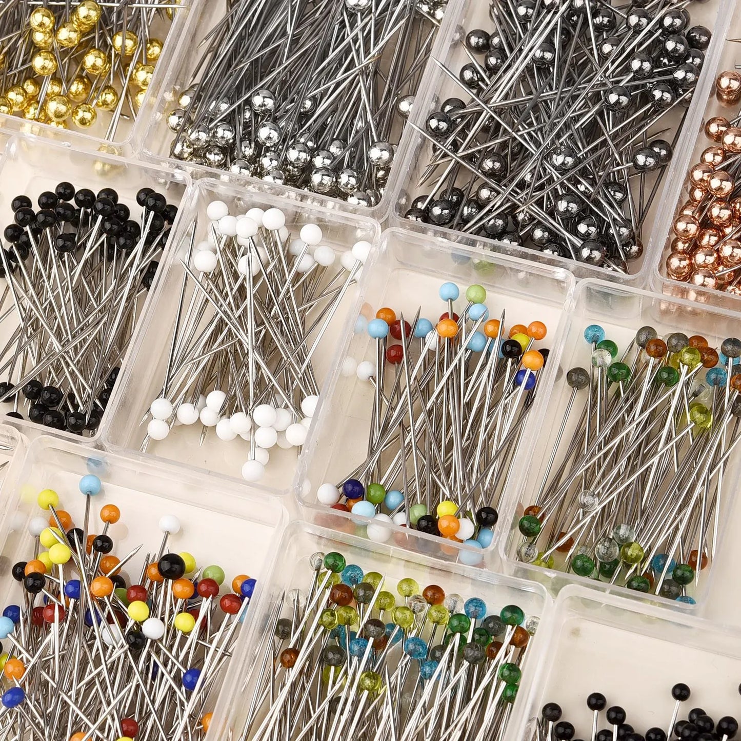 Fashion Sewing Needles Set - 50/100Pcs Colored Glass/Ceramic Head Bead Pins for Stitch Knitting, 32mm DIY Safety Pins