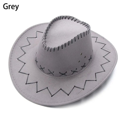 Unisex Suede Cowboy Fedora Hat - Fashionable Wide Brim Jazz Hat, Western Style Felt Panama Cap for Dress and Casual Wear