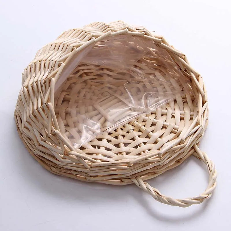 Handmade Wicker Rattan Flower Planter - Wall Hanging Basket for Garden Vine Pot Plants - Stylish Garden Wall Planter