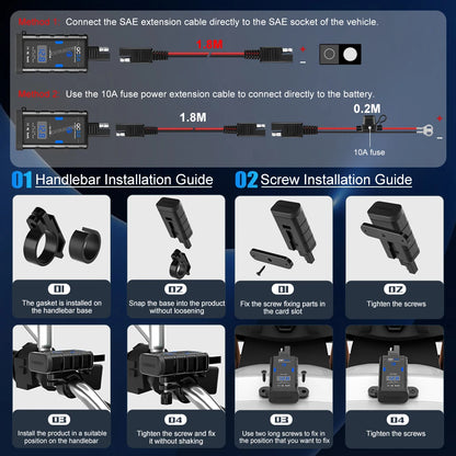 Extractme 6.8A QC3.0 Waterproof Motorcycle USB Charger: 12V Power Supply Adapter with Voltmeter Socket - Moto Phone Charging Solution