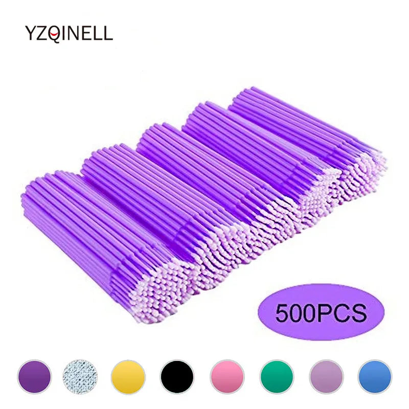 500pcs/lot Eyelash Extension Cleaning Swabs: Lash Lift Glue Remover Applicators - Microblade Makeup Micro Brushes Tool