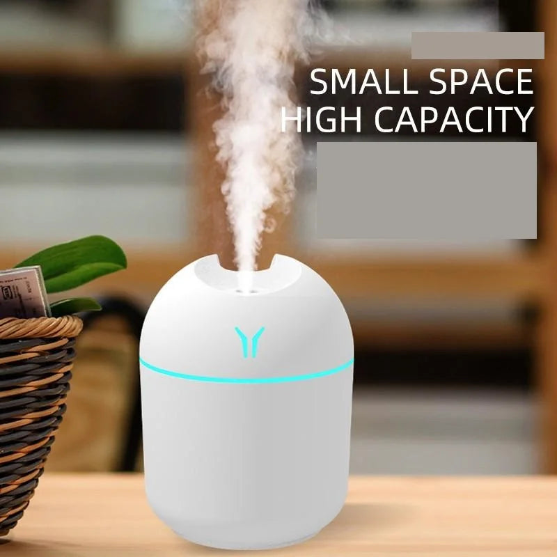 250ML USB Mini Air Humidifier - Ultrasonic Aroma Essential Oil Diffuser with LED Lamp for Home and Car