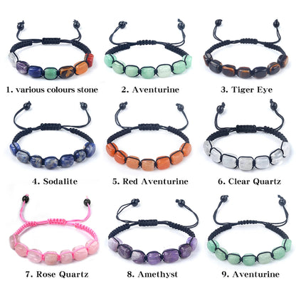 Square Beads 7 Chakra Crystal Bracelet – Adjustable Yoga Stone Bracelet for Meditation, Relaxation, and Anxiety Relief for Women