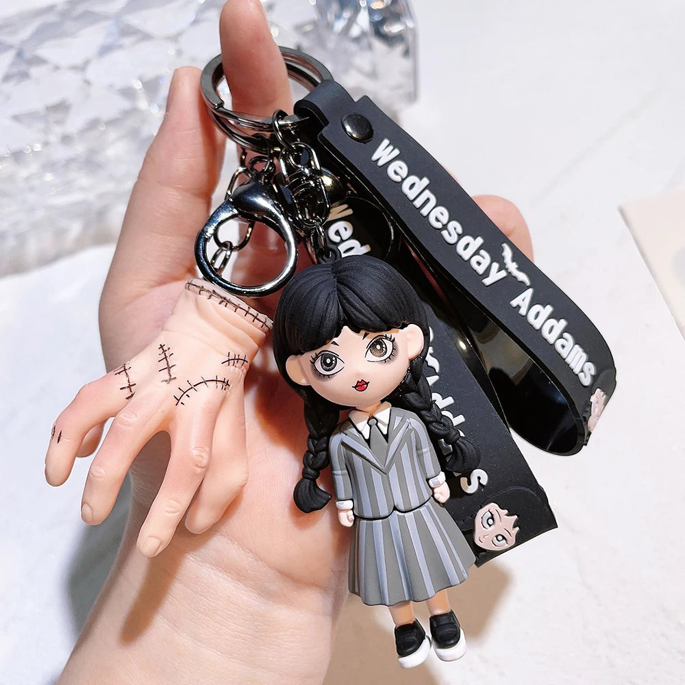 Wednesday Addams Horror Silicone Keychain - Thing Hand Doll, Schoolbag Pendant and Halloween Costume Prop