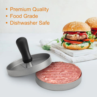 Non-Stick Burger Press | Hamburger Patty Maker with Wax Paper | Aluminum Burger Maker for Kitchen BBQ Grill