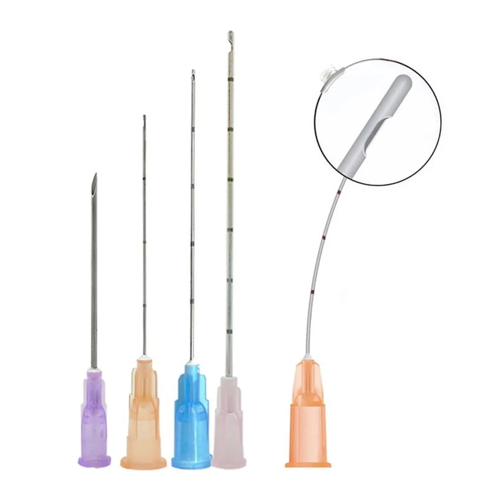 50 Pack Disposable Blunt-Tip Cannula Needles in Various Gauges ( 22g 23G 25G 27G 18G 30G ) and Lengths ( 50mm-70mm ) for Body Piercing and Tattoo Applications