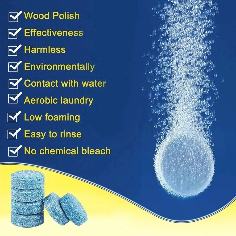 Effervescent Car Windscreen Cleaner Tablets - Solid Cleaning Concentrated Detergent for Auto Wipers and Glass