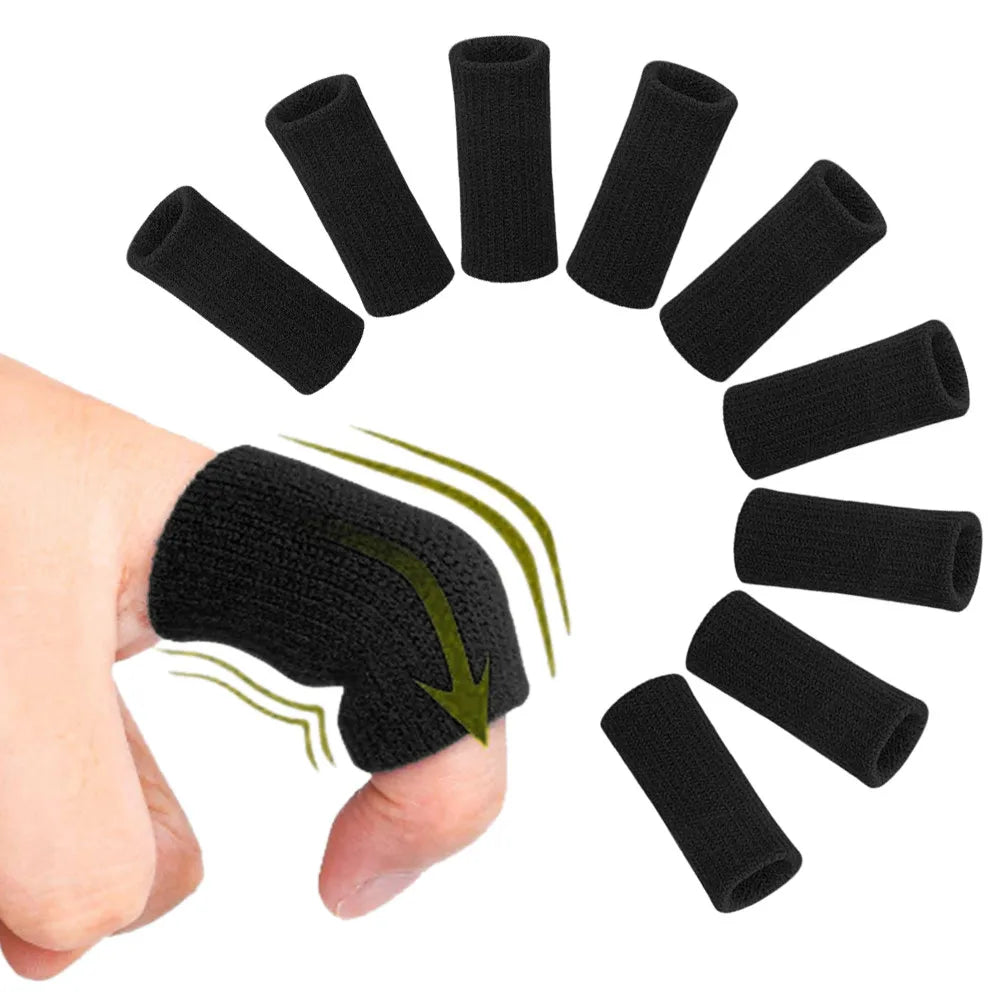 10Pcs Finger Sleeves Support and Thumb Splint Brace - Elastic Finger Tape for Arthritis, Ideal for Basketball, Tennis, Baseball, and Volleyball