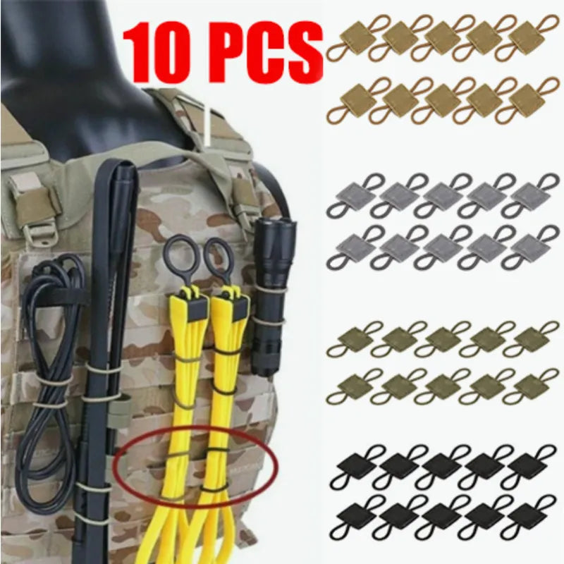 Tactical MOLLE Elastic Strap - Bag Binding Buckles for Outdoor Camping, Multitool Retainer for Antenna Stick Pipe, Camping Gear