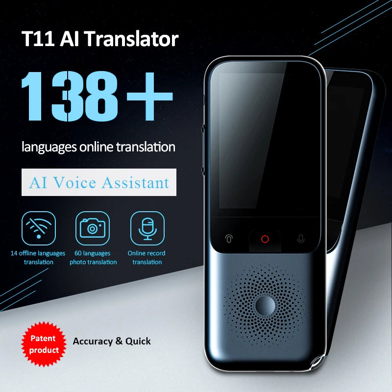 2023 T11 Portable Audio Translator – Smart Voice and Photo Translator, 138 Languages, Offline Real-Time AI Translation