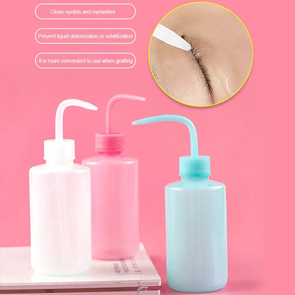 Eyelash Cleaning Washing Bottle - Curved Spout Cleaner for Waterproof Eyebrow Remover, Eyelash Extension Makeup Tool (250/500ml)