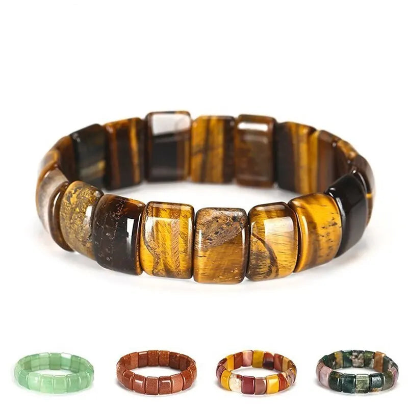 Natural Stone Tiger Eye Beads Bracelet – Colorful Bangles for Men and Women, Energy Jewelry Summer Gift