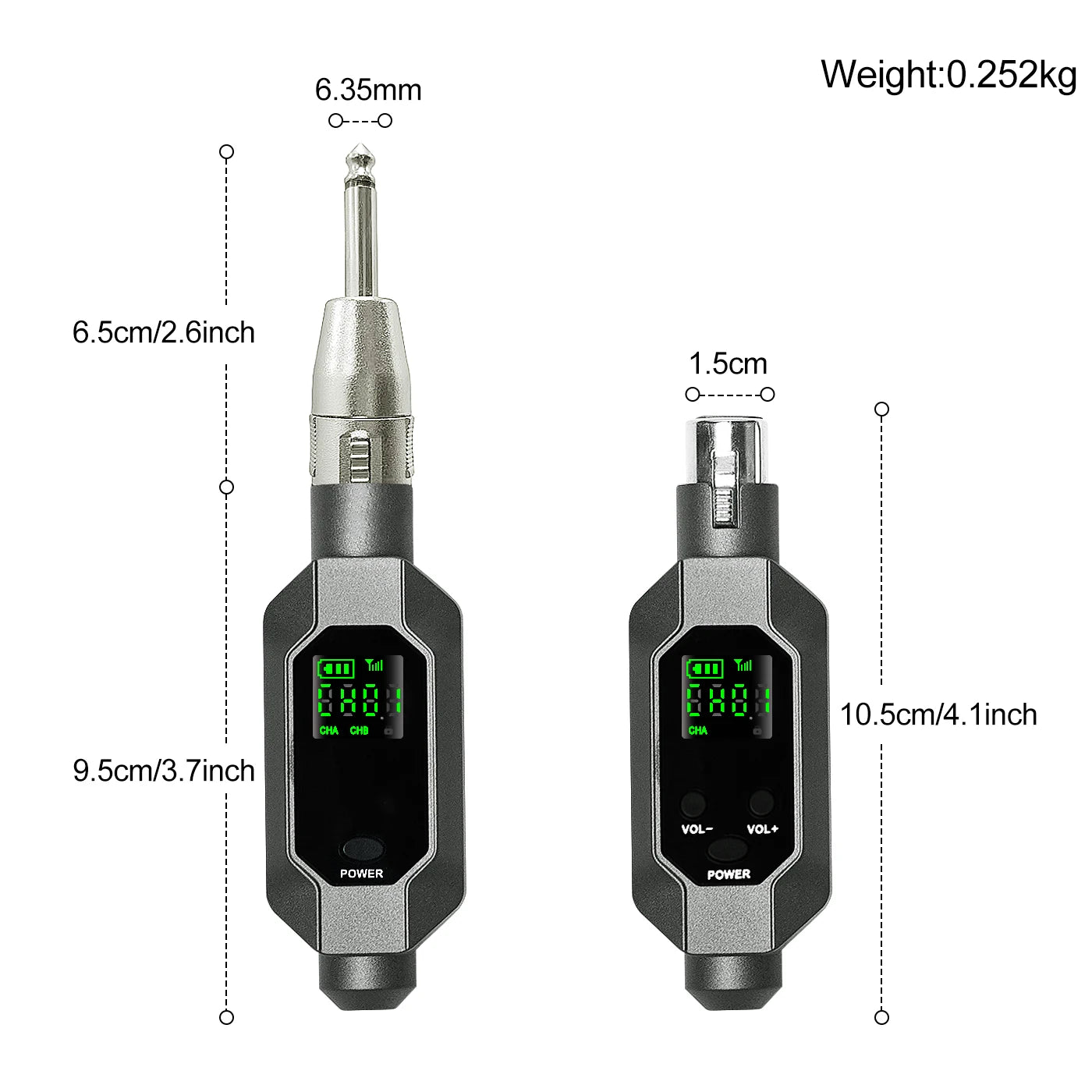 Wireless Microphone Converter: XLR Rechargeable Battery Transmitter and Receiver System for Dynamic Microphones - Ideal for Church Use