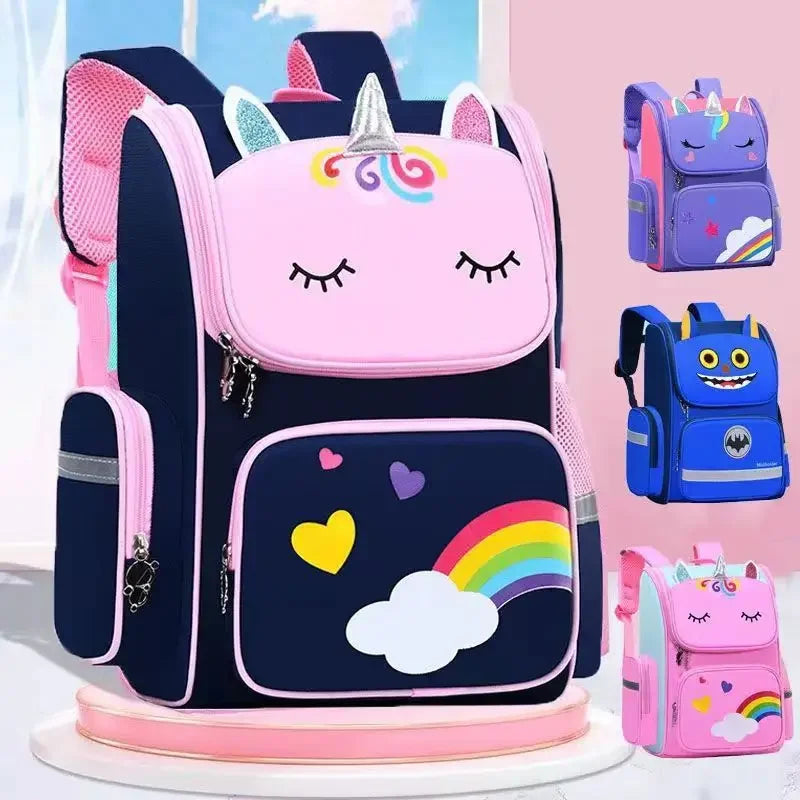 Girls' School Backpack - Large Capacity Waterproof Bag with Unicorn Print