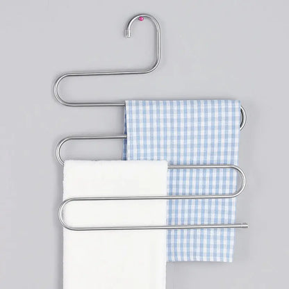 5-Layer Multi-functional Clothes Hangers: Non-slip Pant Storage Rack with Multiple Hanging and Storage Functions