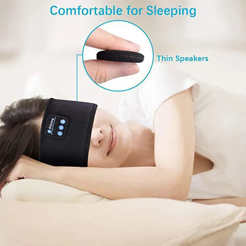 Original Wireless Bluetooth Headband with Eye Mask - Sport Sleep Headset, Music Earbuds, and Wireless Headphones for Comfortable Listening