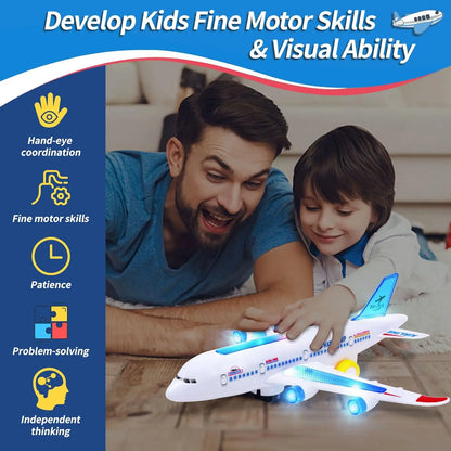 Electronic Aeroplane Toy with Music – Autopilot, Flash Sound, and Automatic Rotation Aircraft, Educational Gift for Children