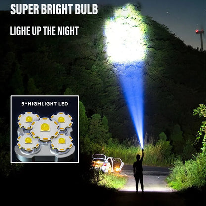 5LED Rechargeable Camping Spotlight | High Power LED Flashlight with Side Light | 3 Lighting Modes for Outdoor Adventures