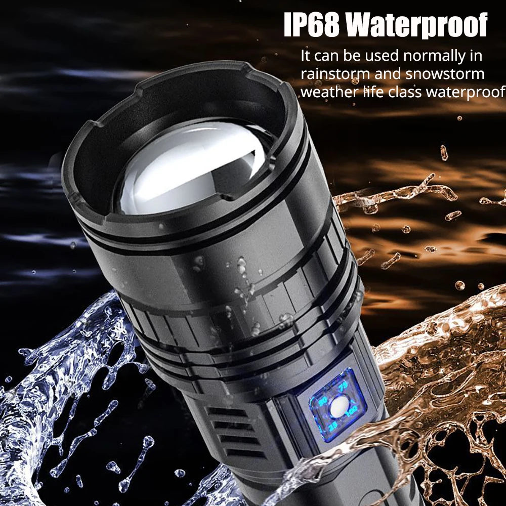 10000LM 800W Tactical LED Flashlight | 15000mAh Built-in Battery | Emergency Spotlights | 4km Range | Holiday Gift Idea