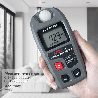 NEW Digital Lux Meter Illuminometer - LCD Pocket Light Meter 0~200,000 Lux/FC, Photometer Luxmeter with Measure Tester Sensor