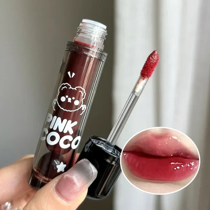 Dark Red Brown Mirror Lip Glaze – Water Light Moisturizing Non-Stick Cup | Highly Pigmented Red Liquid Lipstick for Lips Makeup