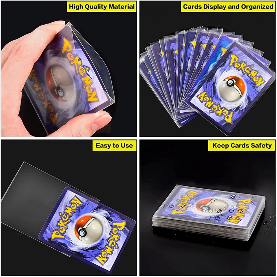 100 Counts Transparent Pokemon Card Sleeves - TCG Protector Folder for Playing Games, Yugioh, Kids Toy Gift