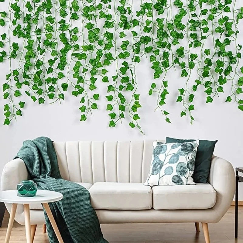 6pcs Artificial Ivy Leaves Plants Garland - Fake Flowers Home Bedroom Party Garden Wedding Decoration Hanging Vines