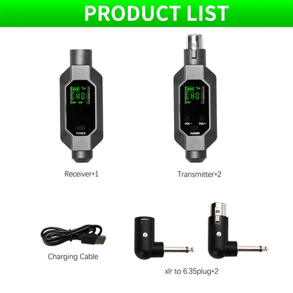 UHF Wireless Microphone Converter: XLR Transmitter and Receiver System for Dynamic Microphones