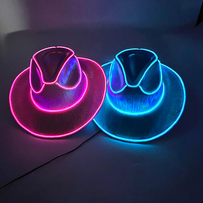 New Pearlescent Cowboy Hat - Glowing Cowgirl Cap for Dance Costumes, Neon Nightclub Decor