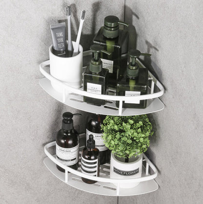 Aluminum Alloy Bathroom Shelf - No Drill Kitchen and Shower Storage Organizer for Shampoo and Bathroom Accessories