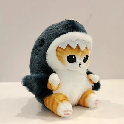 12cm Cartoon Cute Shark Fried Shrimp Cat Plush Doll Pendant - Charm Package Pendant