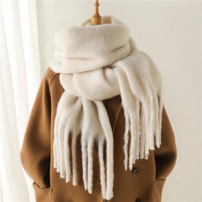 Warm Cashmere Winter Scarf for Women - Thick Pashmina Shawl with Tassels, Soft Long Poncho Wrap