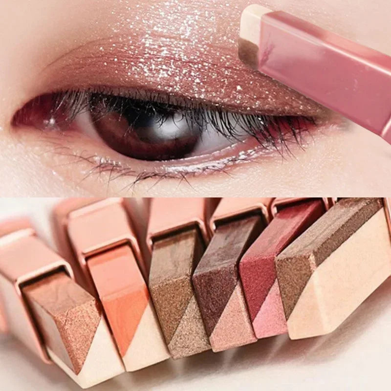 Double Color Glitter Eyeshadow Stick: Waterproof Bicolor Shimmer Makeup Pencil - Beauty Cosmetics Tool