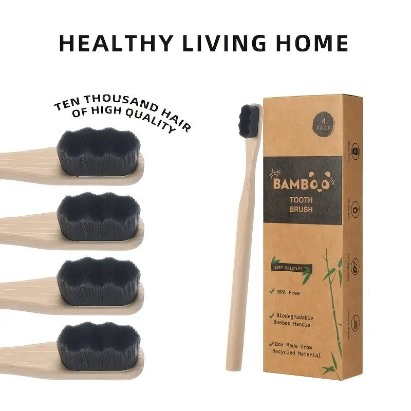 Biodegradable Bamboo Toothbrush - Environmentally Friendly, Ultra Dense and Soft Bristles, 10 Thousand Br