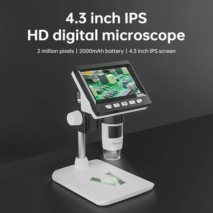 4.3 Inch Digital Microscope 1080P 50-1000x - Coin Microscopio with 2000mAh Battery, Soldering Microscope for Electronics Repair PCB PC Laptop