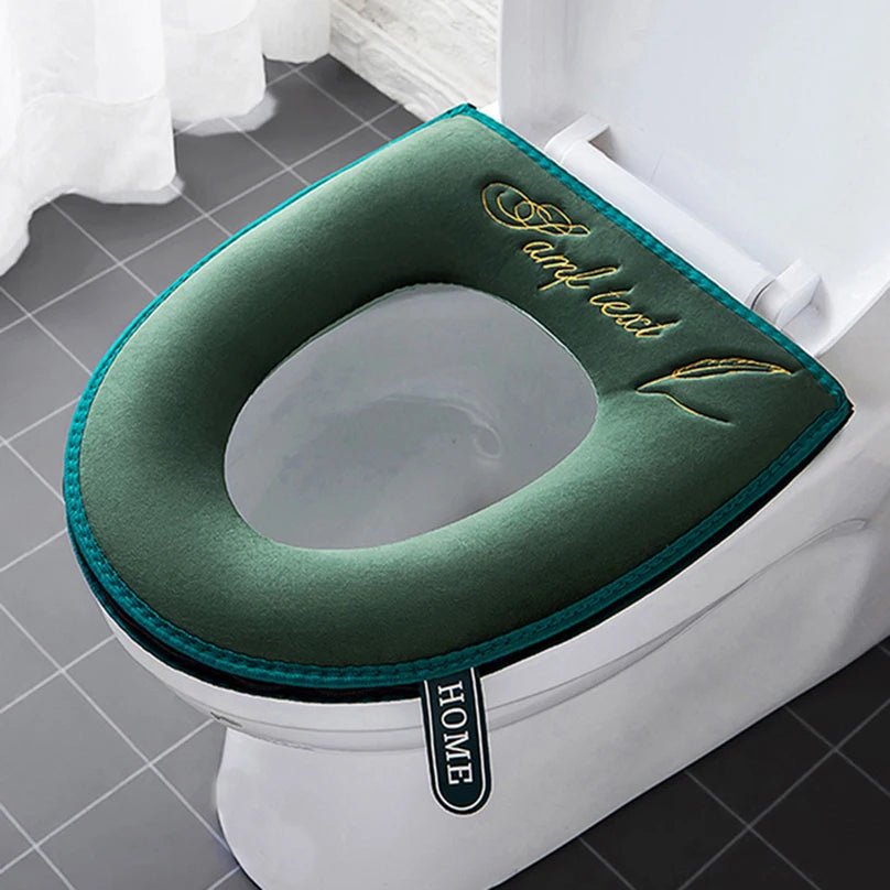 Winter Warm Universal Toilet Seat Cover – Soft, Washable, and Waterproof WC Mat with Removable Zipper and Lid Handle