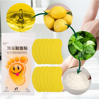 12/48pcs Shoes Odor Remover – Lemon Deodorant Patch & Antibacterial Insole Stickers for Athlete’s Foot, Antiperspirant Foot Care