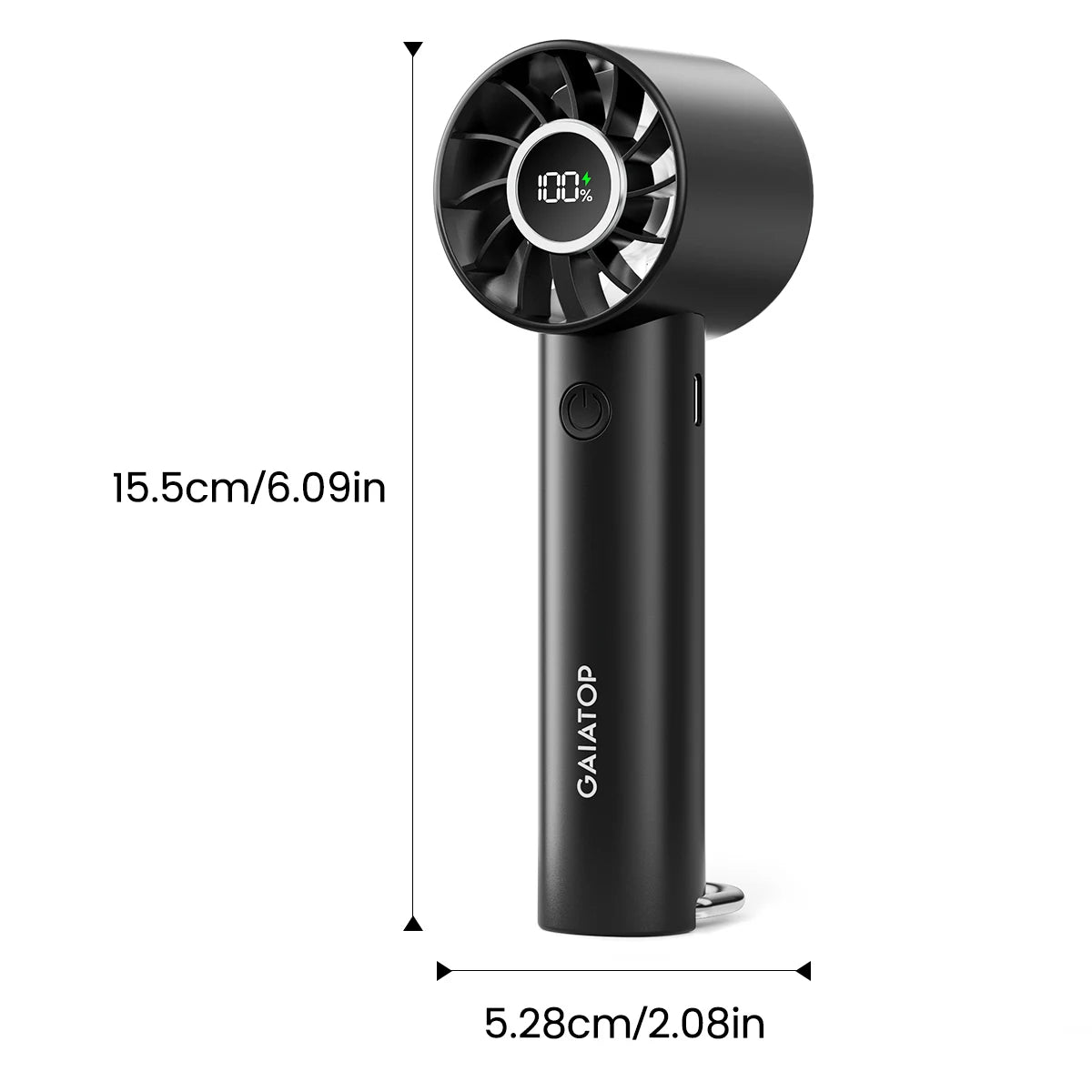 Portable Mini Fan with LED Display & Flashlight – Handheld 3-Speed USB Rechargeable 2000mAh Battery Fan