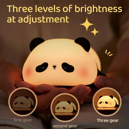 Silicone LED Night Lights: Cute Sheep, Panda, Rabbit Lamp - USB Rechargeable Bedside Decor with Timing Function for Kids, Baby, Perfect Birthday Gift