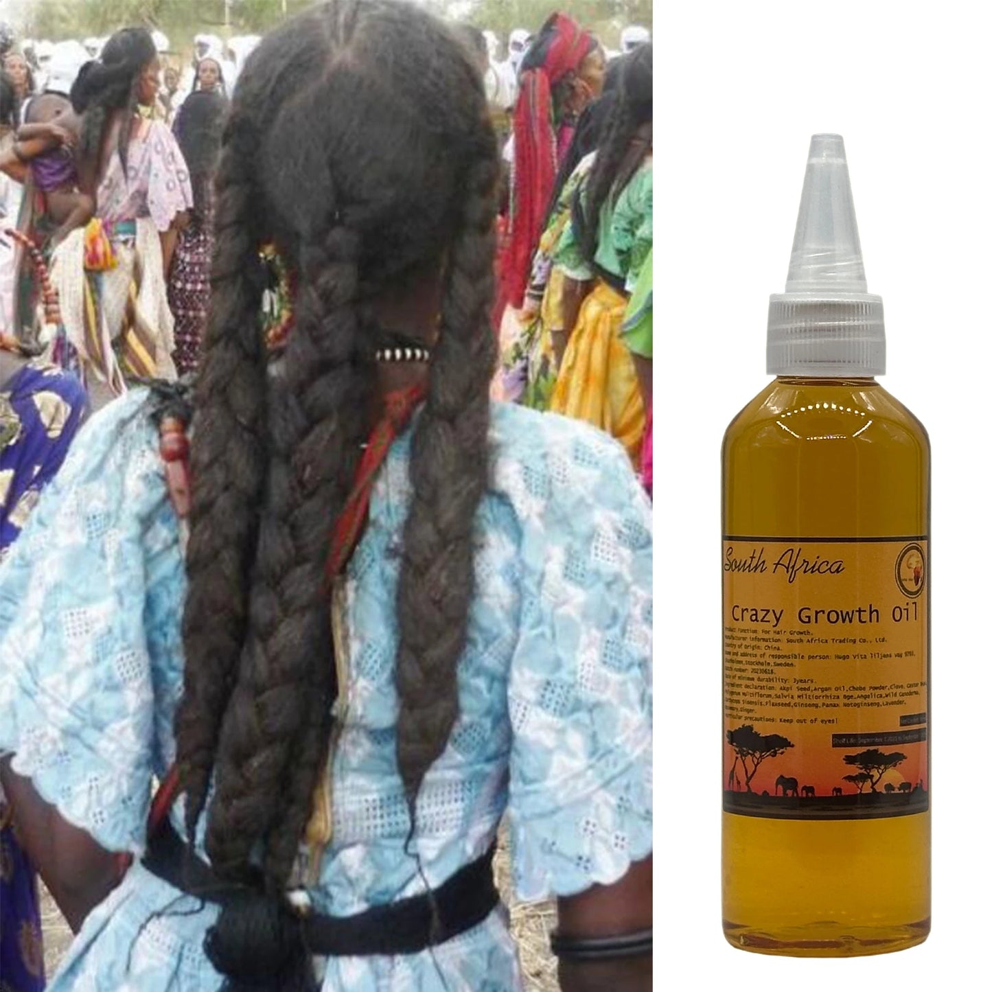 Africa Scalp & Hair Roots Strengthening Oil: Hair Growth with Rosemary, Cloves, Chebe Oil - Crazy Growth Formula for All Hair Types