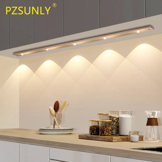 PZSUNLY USB Rechargeable Motion Sensor LED Cabinet Light - Kitchen Wardrobe Lighting in Various Sizes: 20cm/30cm/40cm/60cm/80cm